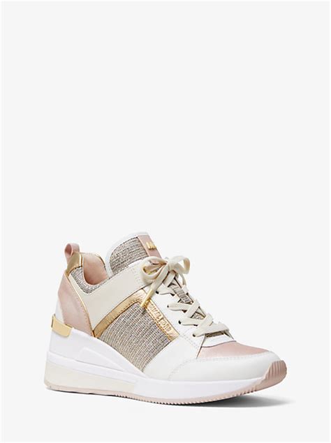 michael kors georgie leather and chain-mesh trainer|Georgie Leather and Chain.